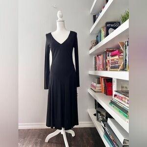 Ralph Lauren Black Dress, v neck midi, size medium NWT
